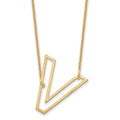 14k Yellow Gold Sideways Cut Out Initial V Necklace