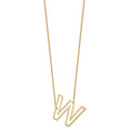 14k Yellow Gold Sideways Cut Out Initial W Necklace