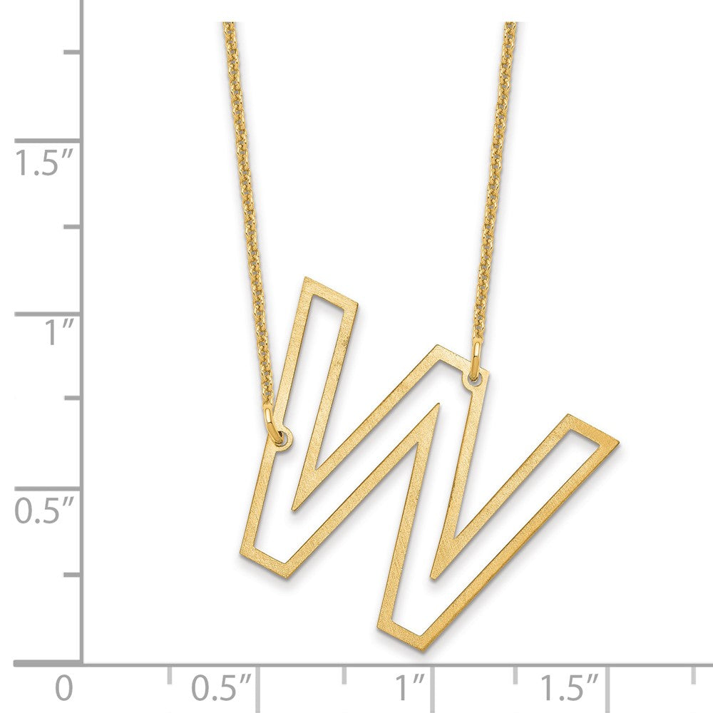 14k Yellow Gold Sideways Cut Out Initial W Necklace