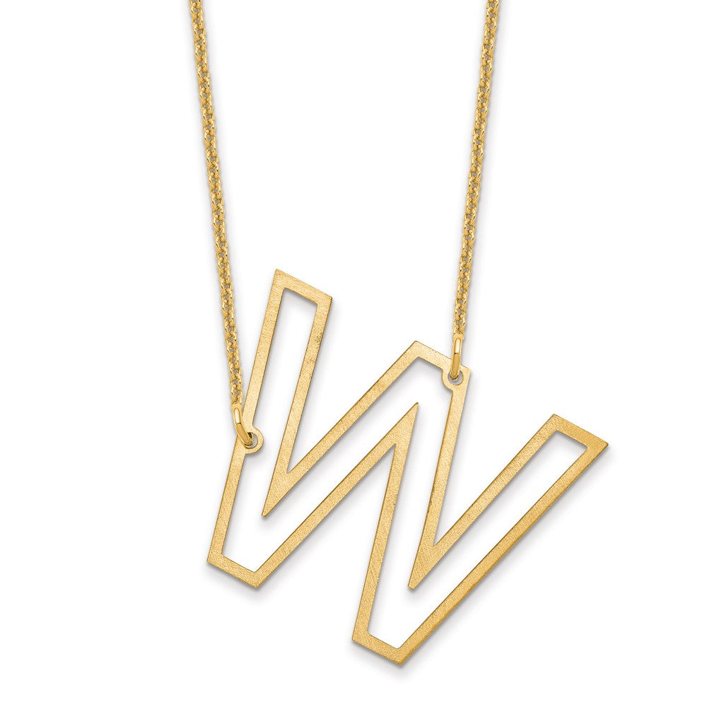 10k Yellow Gold Sideways Cut Out Initial W Necklace