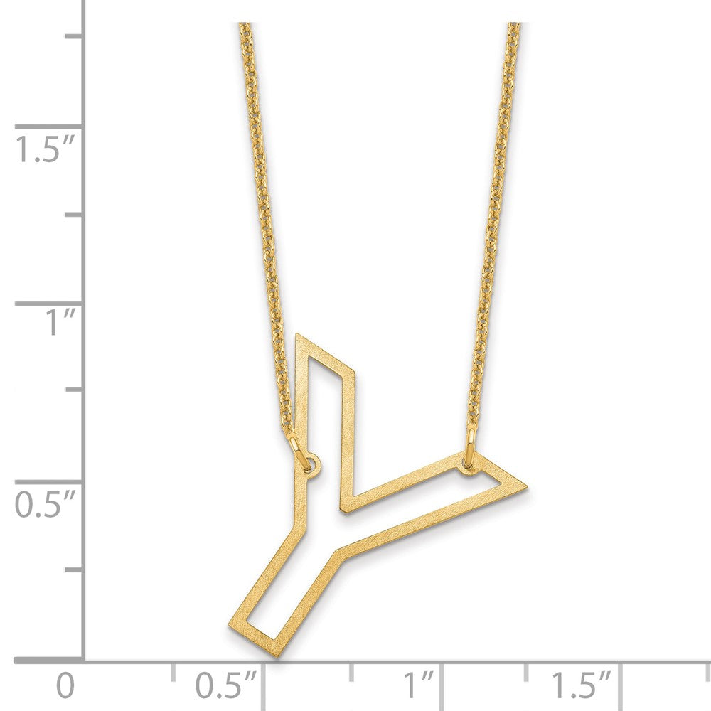 10k Yellow Gold Sideways Cut Out Initial Y Necklace