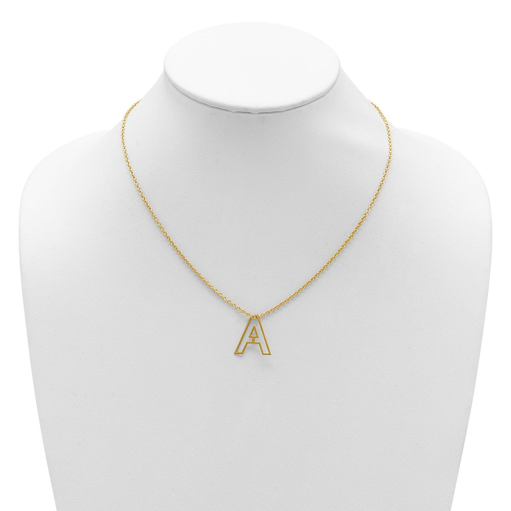 Sterling Silver/Gold-Plated Cut Out Slide Initial A Necklace