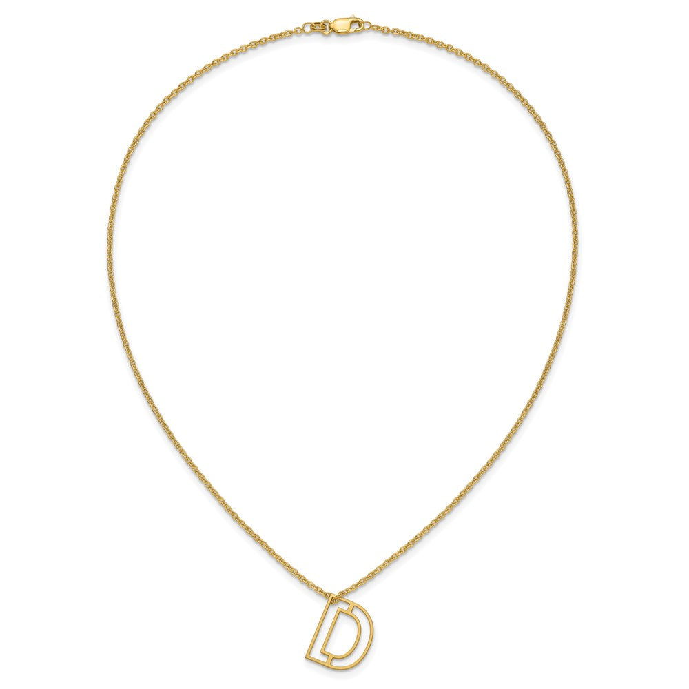 Sterling Silver/Gold-Plated Cut Out Slide Initial D Necklace