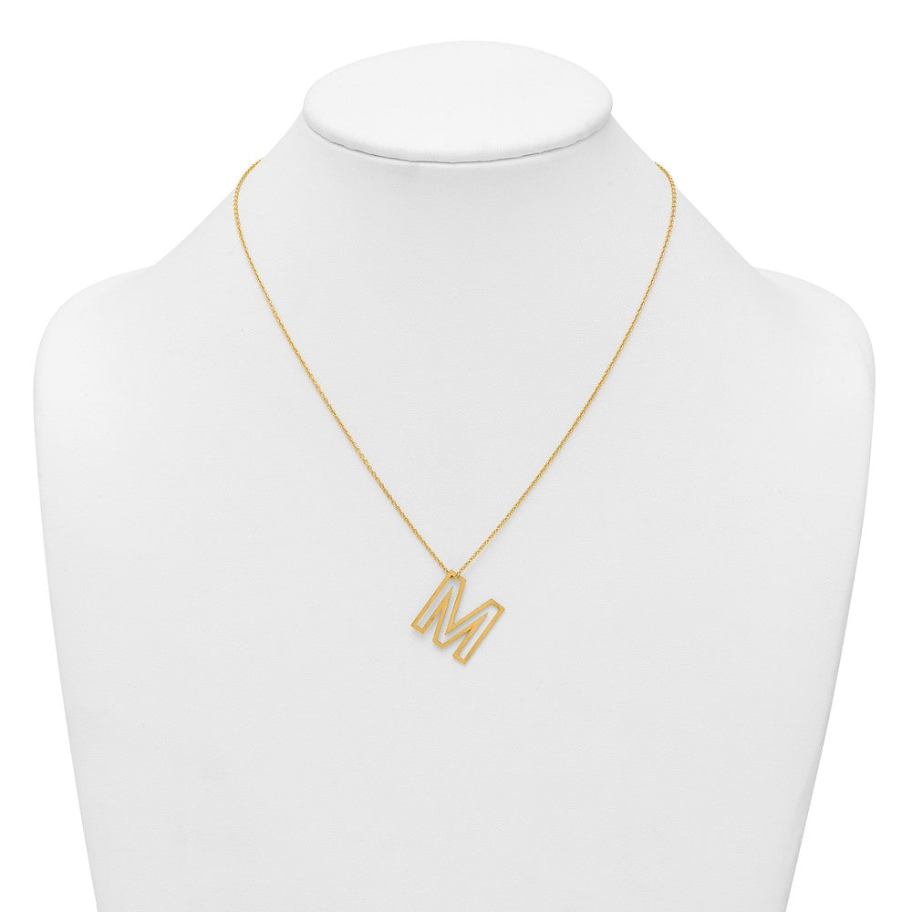 Sterling Silver/Gold-Plated Cut Out Slide Initial M Necklace