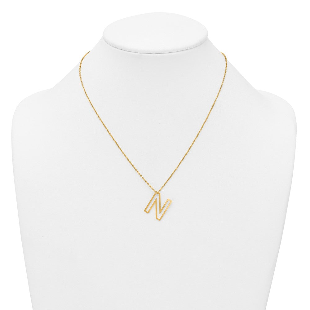 Sterling Silver/Gold-Plated Cut Out Slide Initial N Necklace