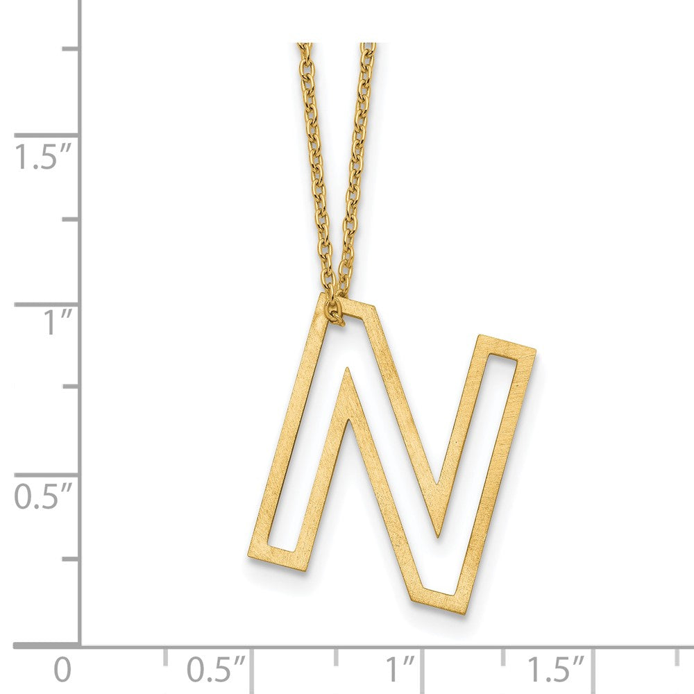 Sterling Silver/Gold-Plated Cut Out Slide Initial N Necklace