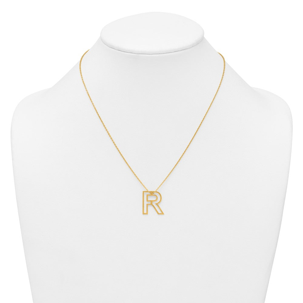 Sterling Silver/Gold-Plated Cut Out Slide Initial R Necklace