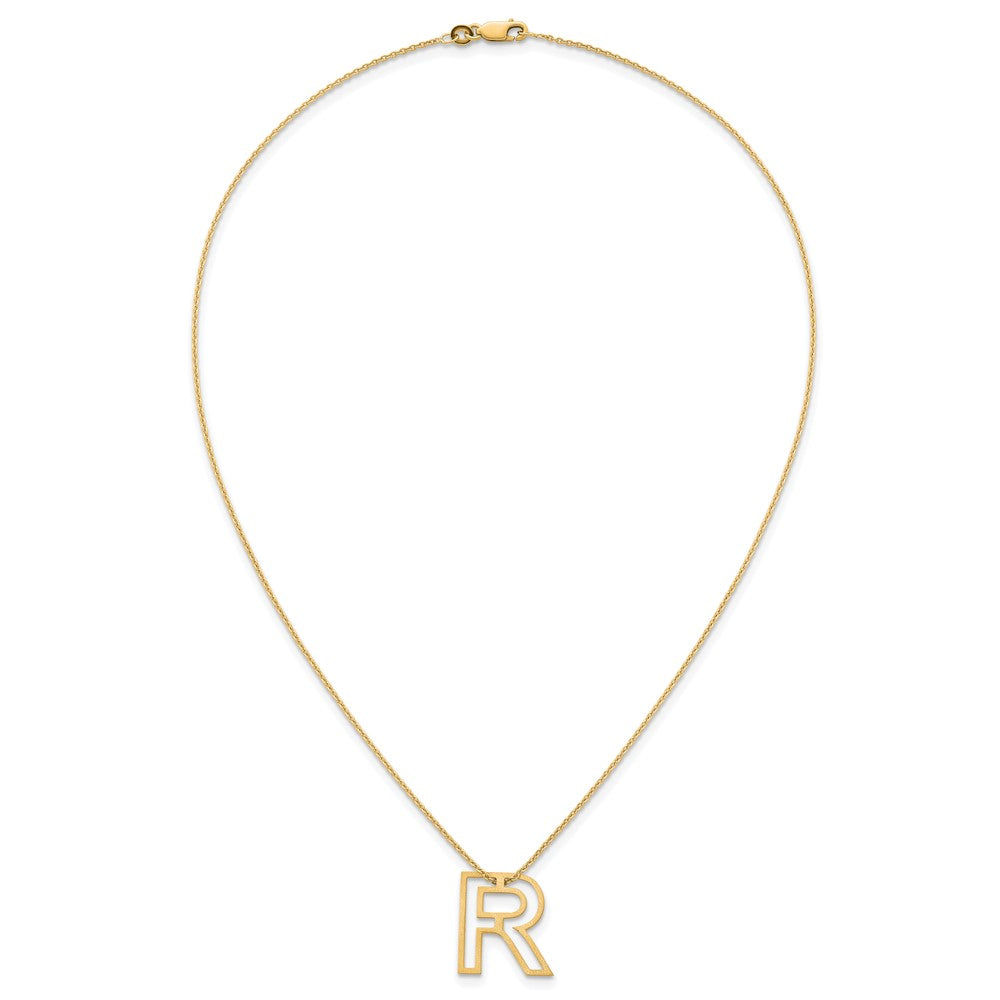 Sterling Silver/Gold-Plated Cut Out Slide Initial R Necklace