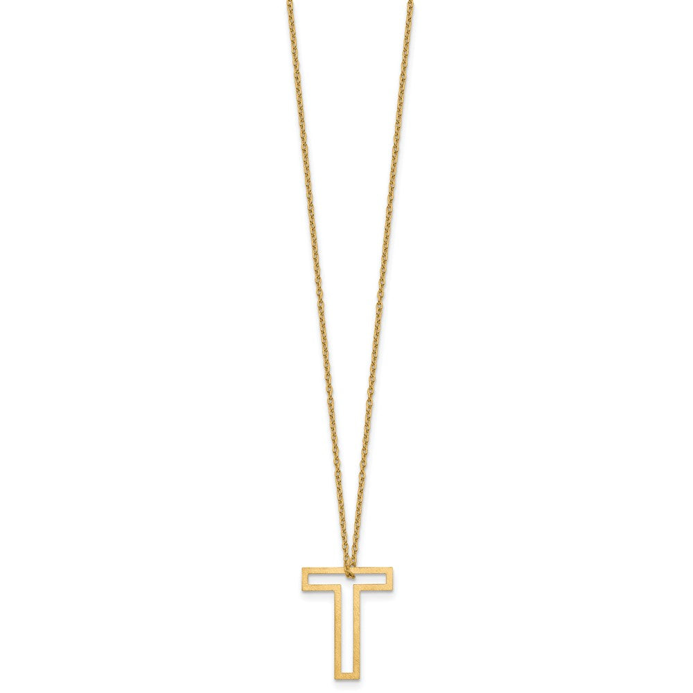 Sterling Silver/Gold-Plated Cut Out Slide Initial T Necklace