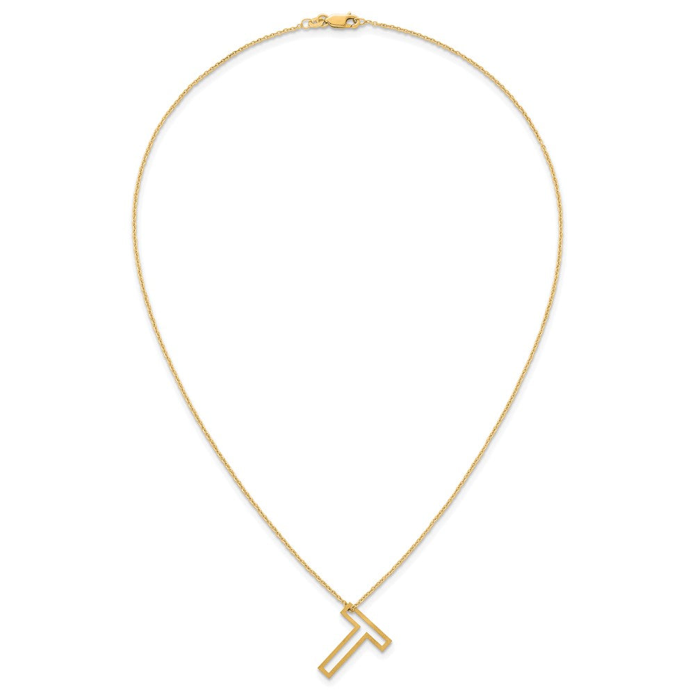 Sterling Silver/Gold-Plated Cut Out Slide Initial T Necklace