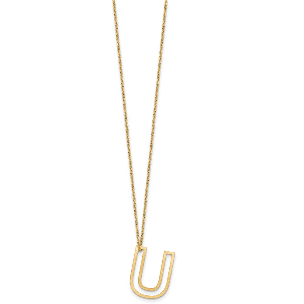 Sterling Silver/Gold-Plated Cut Out Slide Initial U Necklace