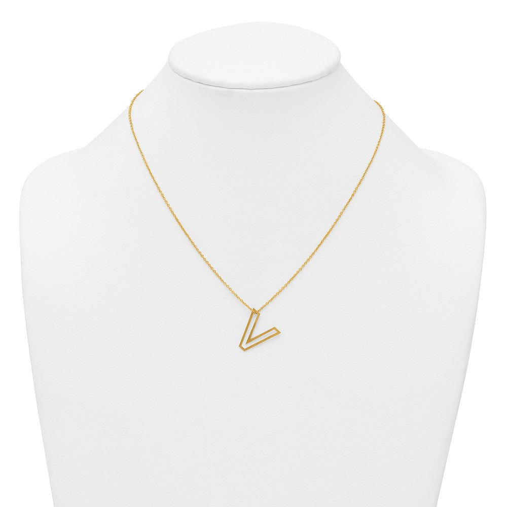 Sterling Silver/Gold-Plated Cut Out Slide Initial V Necklace