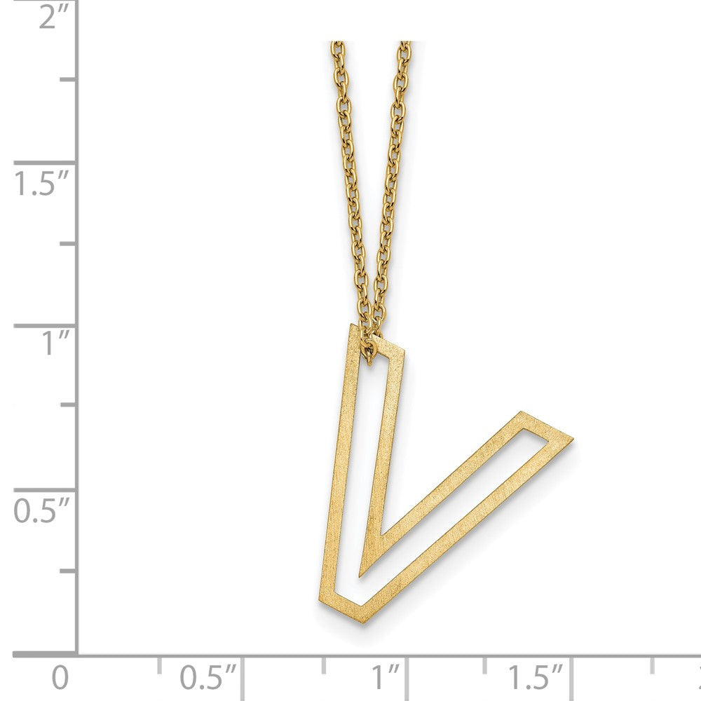Sterling Silver/Gold-Plated Cut Out Slide Initial V Necklace