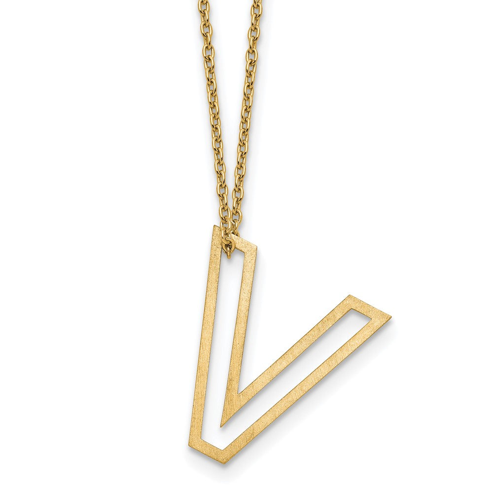 Sterling Silver/Gold-Plated Cut Out Slide Initial V Necklace
