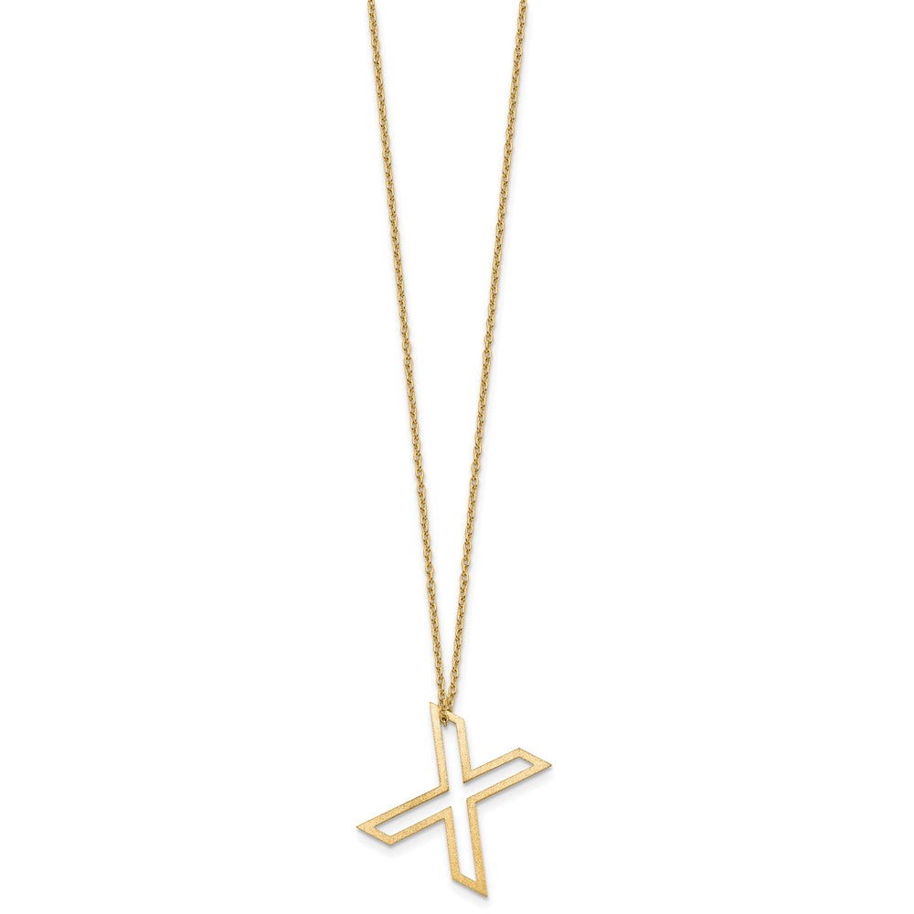 Sterling Silver/Gold-Plated Cut Out Slide Initial X Necklace