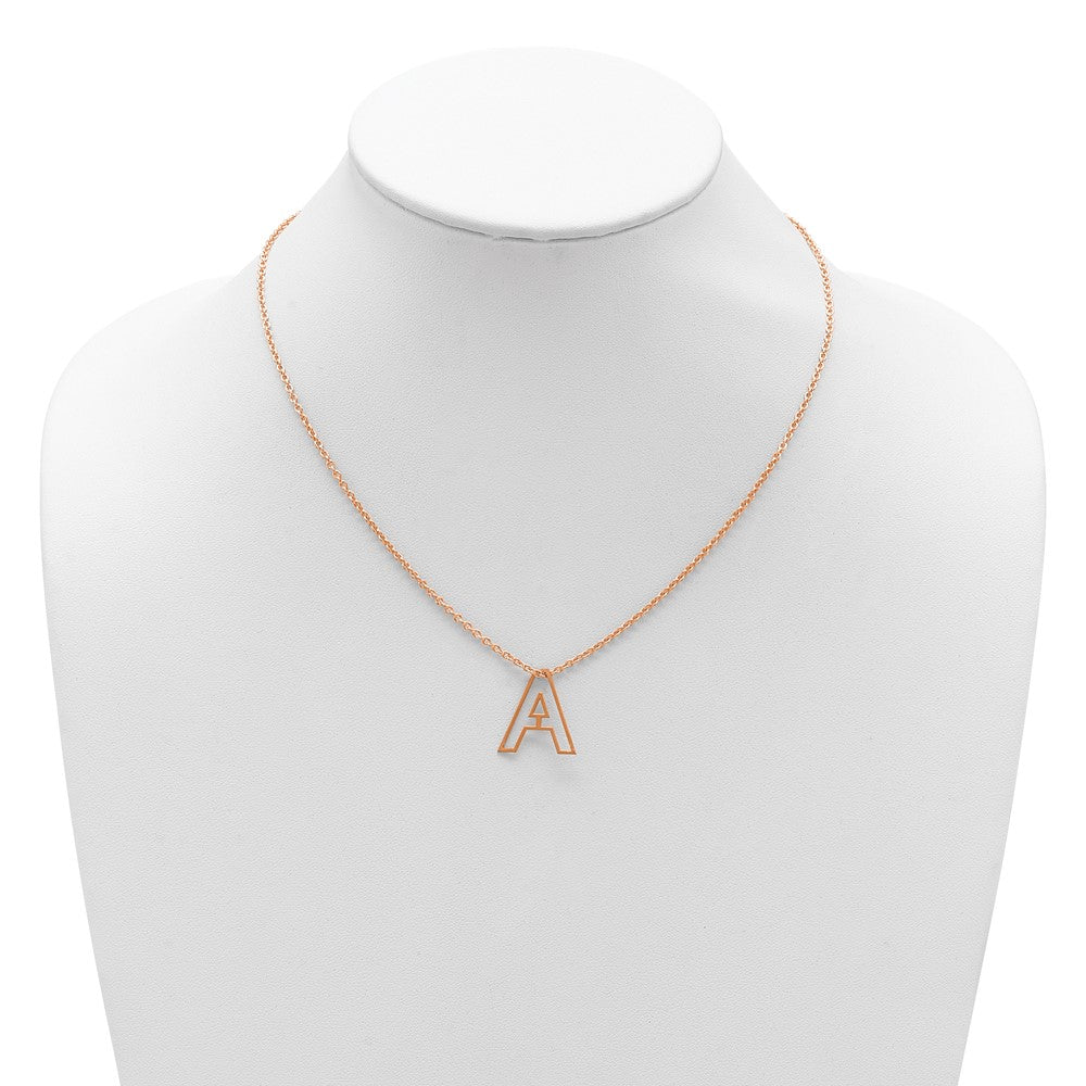 Sterling Silver/Rose Gold-Plated Cut Out Slide Initial A Necklace