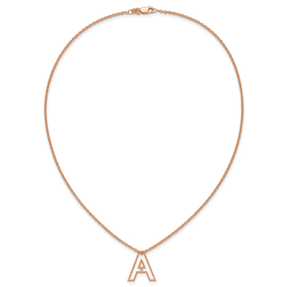 Sterling Silver/Rose Gold-Plated Cut Out Slide Initial A Necklace