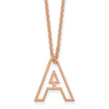 Sterling Silver/Rose Gold-Plated Cut Out Slide Initial A Necklace