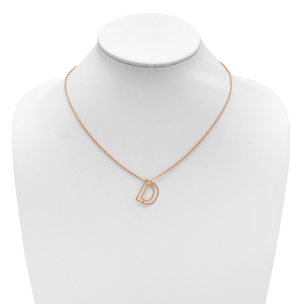 Sterling Silver/Rose Gold-Plated Cut Out Slide Initial D Necklace