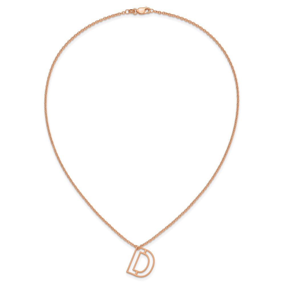 Sterling Silver/Rose Gold-Plated Cut Out Slide Initial D Necklace