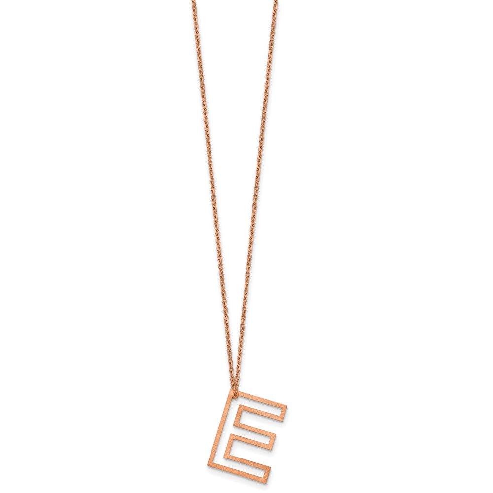 Sterling Silver/Rose Gold-Plated Cut Out Slide Initial E Necklace