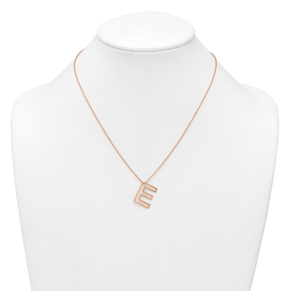 Sterling Silver/Rose Gold-Plated Cut Out Slide Initial E Necklace