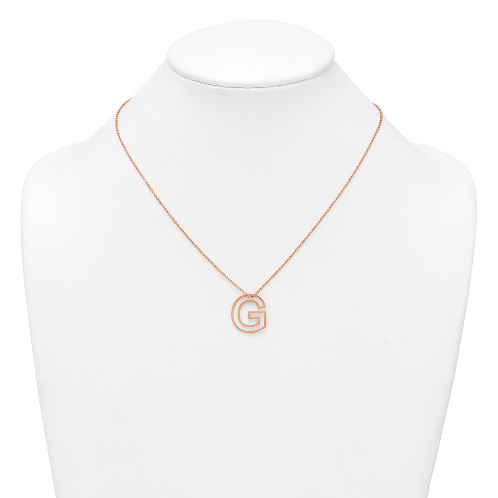 Sterling Silver/Rose Gold-Plated Cut Out Slide Initial G Necklace