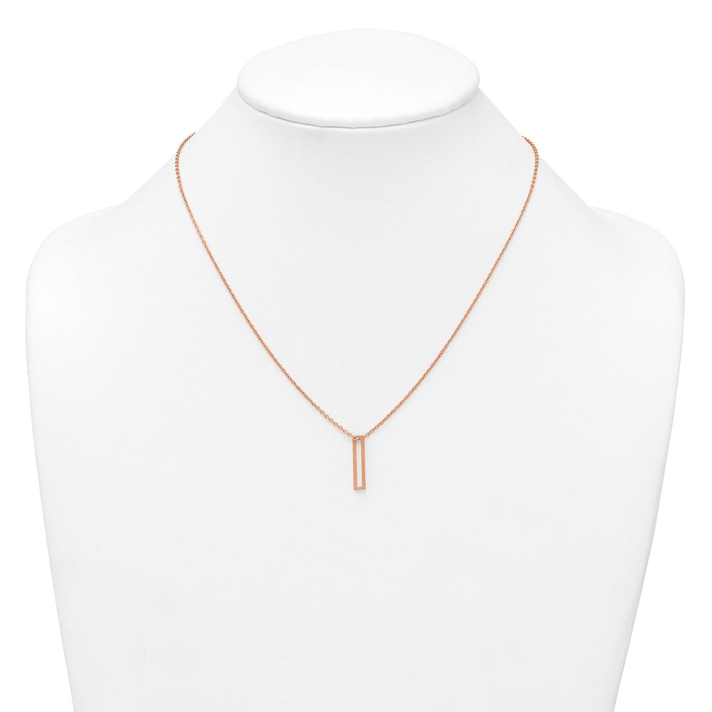 Sterling Silver/Rose Gold-Plated Cut Out Slide Initial I Necklace