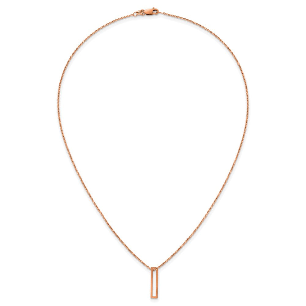 Sterling Silver/Rose Gold-Plated Cut Out Slide Initial I Necklace