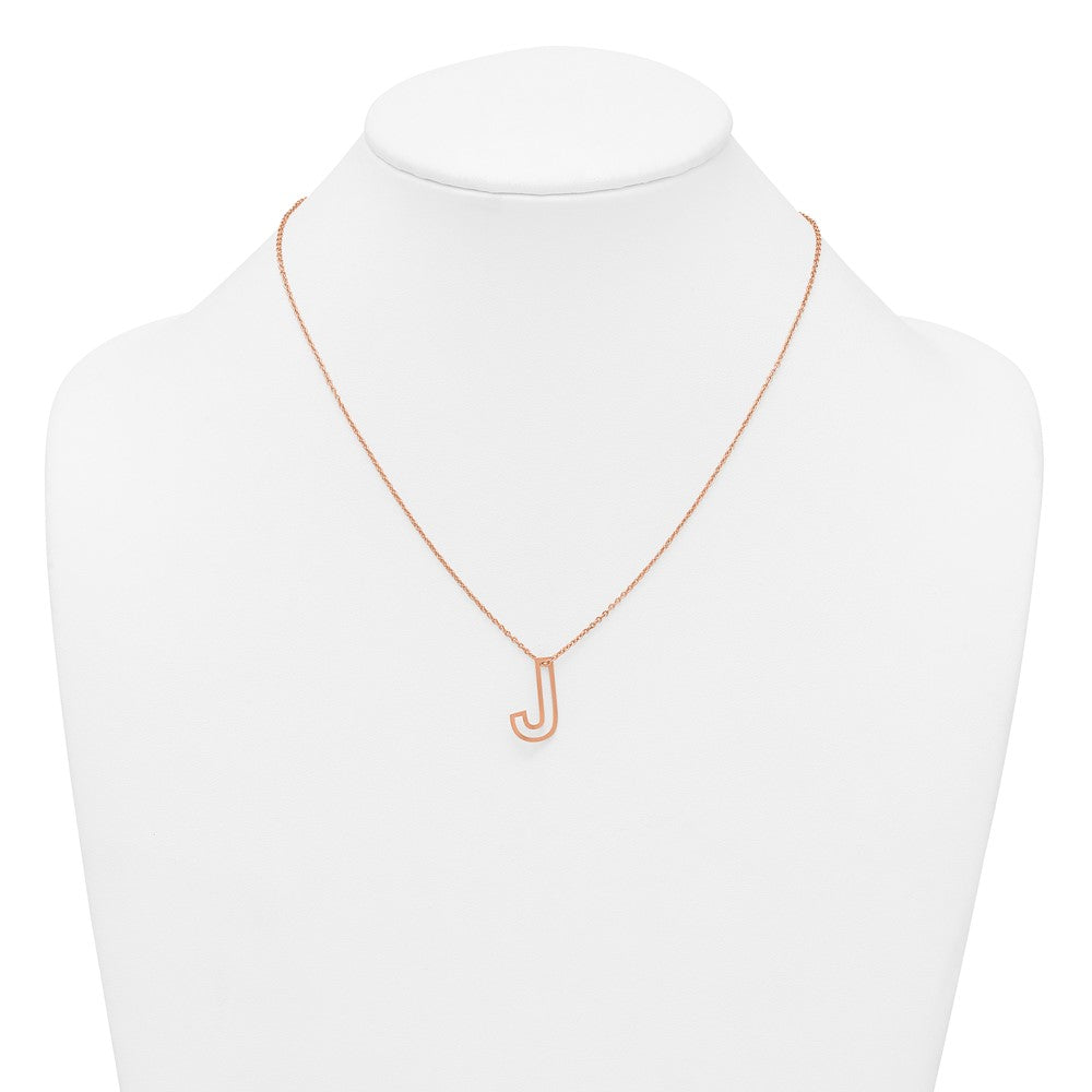 Sterling Silver/Rose Gold-Plated Cut Out Slide Initial J Necklace