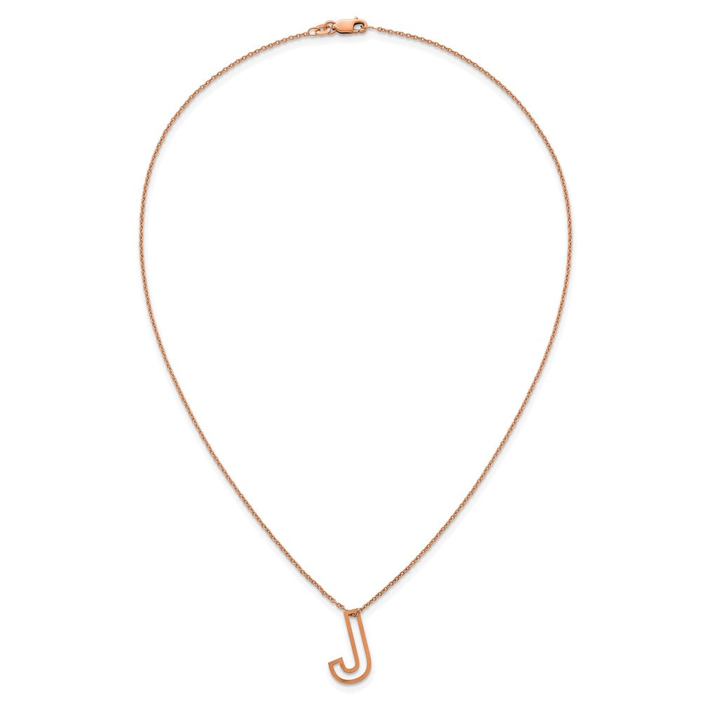 Sterling Silver/Rose Gold-Plated Cut Out Slide Initial J Necklace