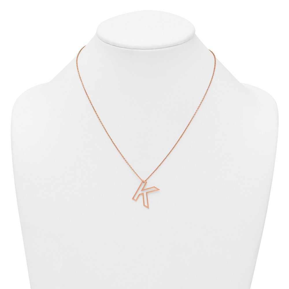 Sterling Silver/Rose Gold-Plated Cut Out Slide Initial K Necklace