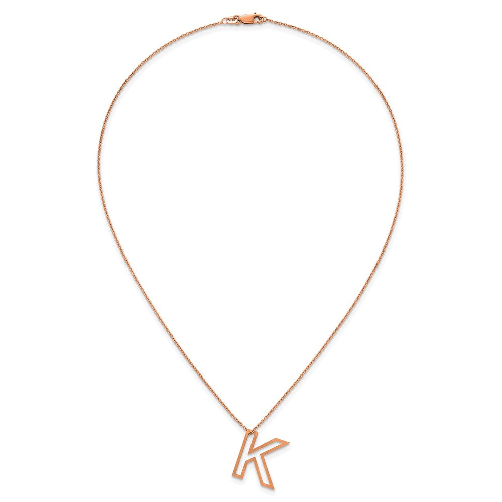 Sterling Silver/Rose Gold-Plated Cut Out Slide Initial K Necklace