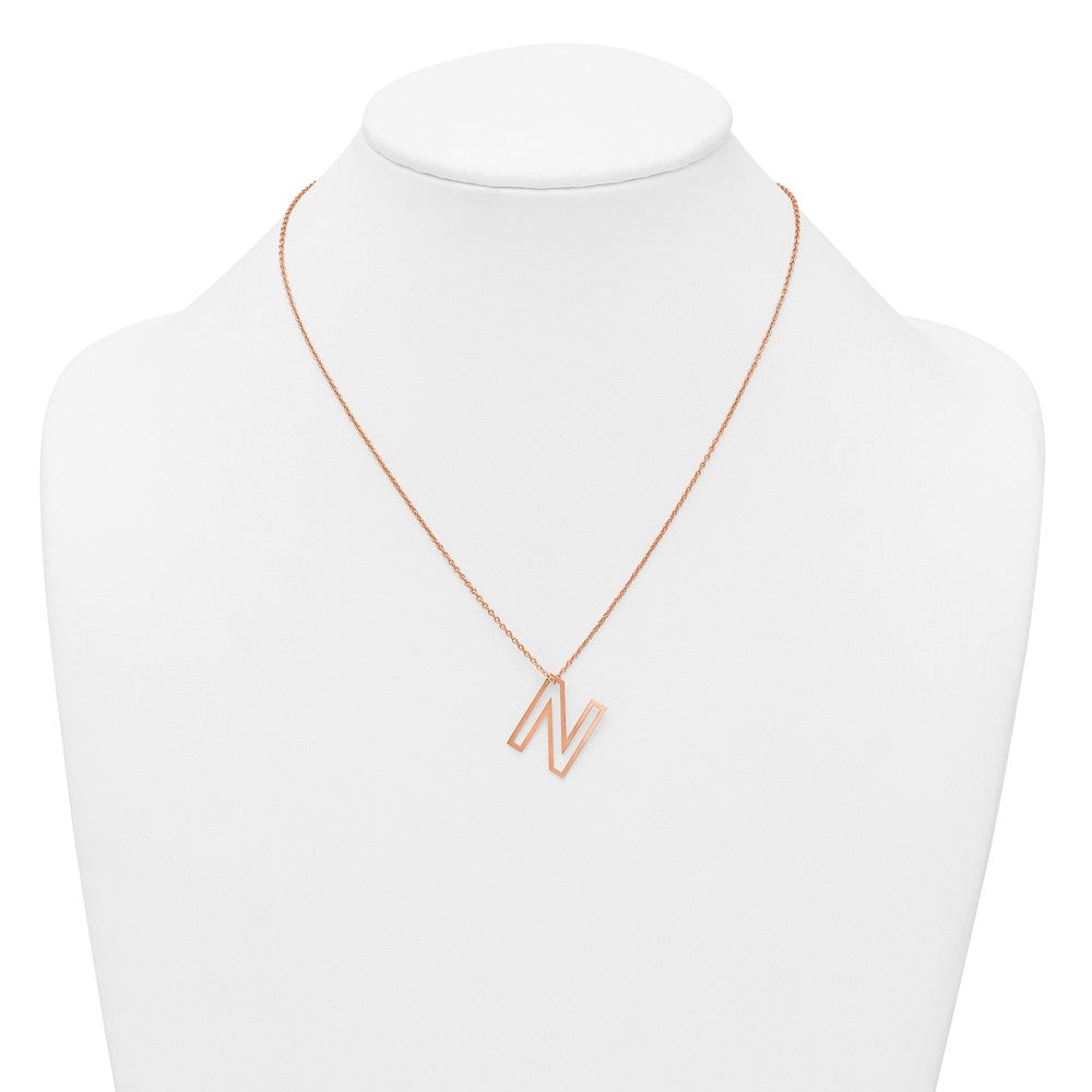 Sterling Silver/Rose Gold-Plated Cut Out Slide Initial N Necklace