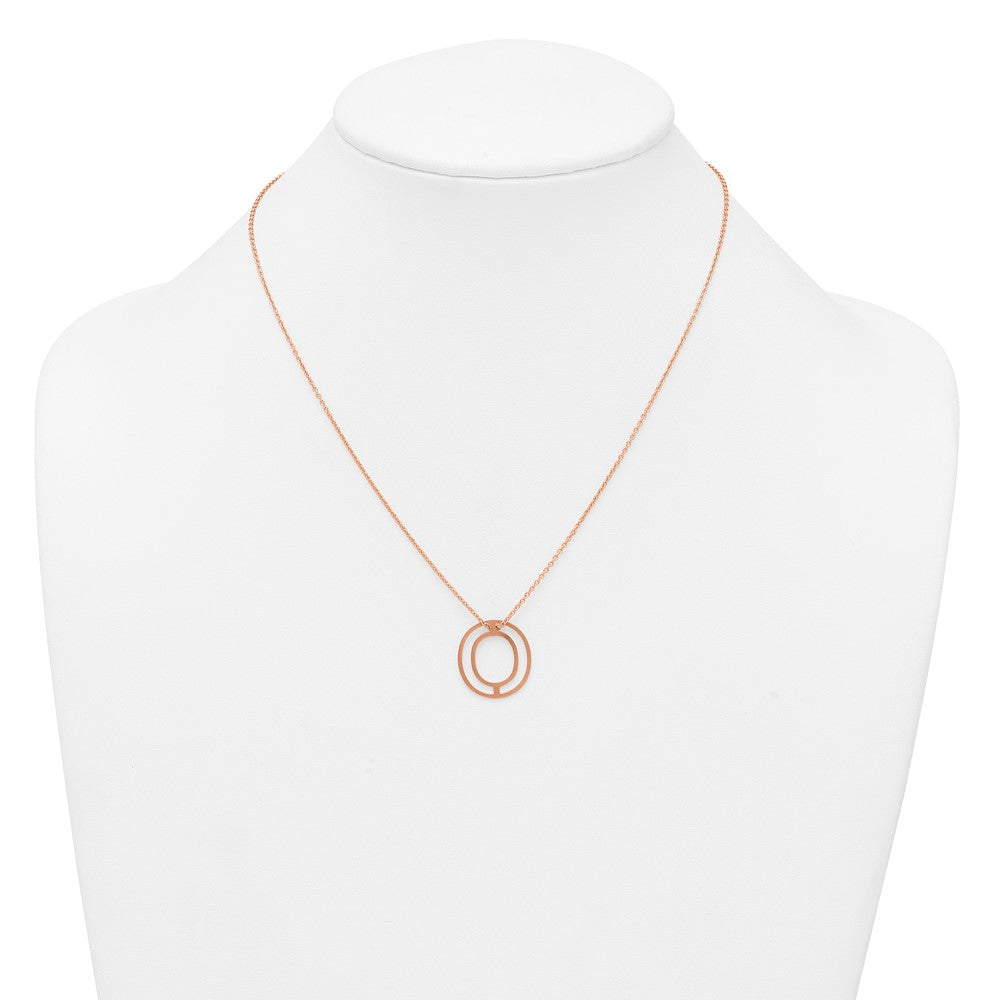 Sterling Silver/Rose Gold-Plated Cut Out Slide Initial O Necklace