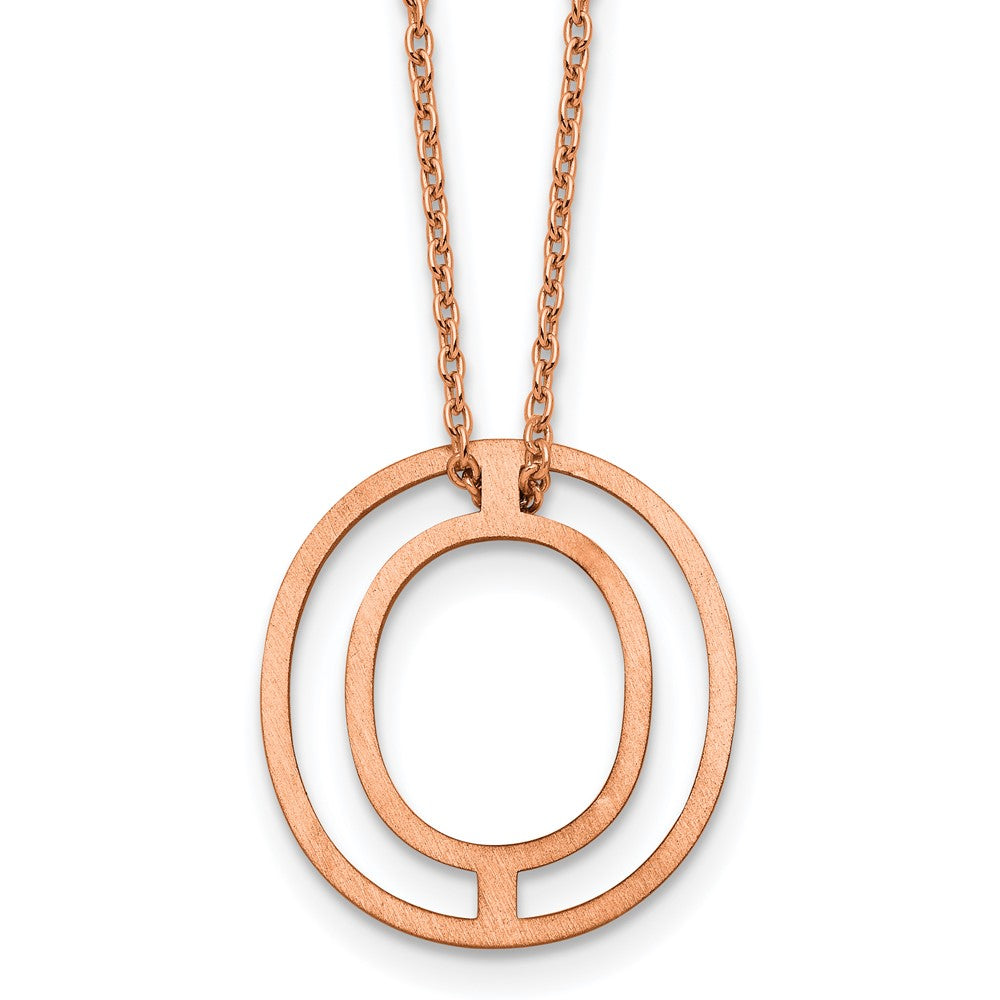 Sterling Silver/Rose Gold-Plated Cut Out Slide Initial O Necklace