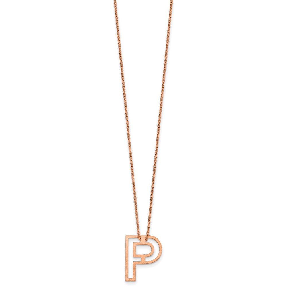 Sterling Silver/Rose Gold-Plated Cut Out Slide Initial P Necklace