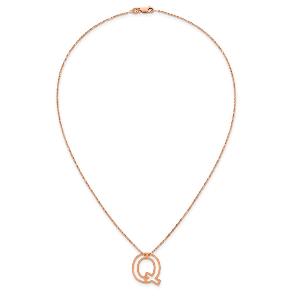 Sterling Silver/Rose Gold-Plated Cut Out Slide Initial Q Necklace