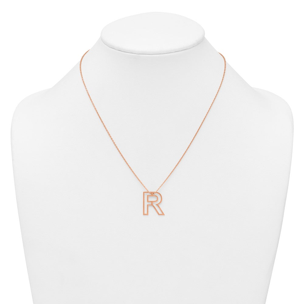 Sterling Silver/Rose Gold-Plated Cut Out Slide Initial R Necklace