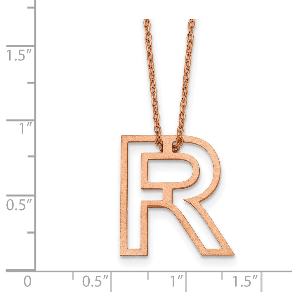 Sterling Silver/Rose Gold-Plated Cut Out Slide Initial R Necklace