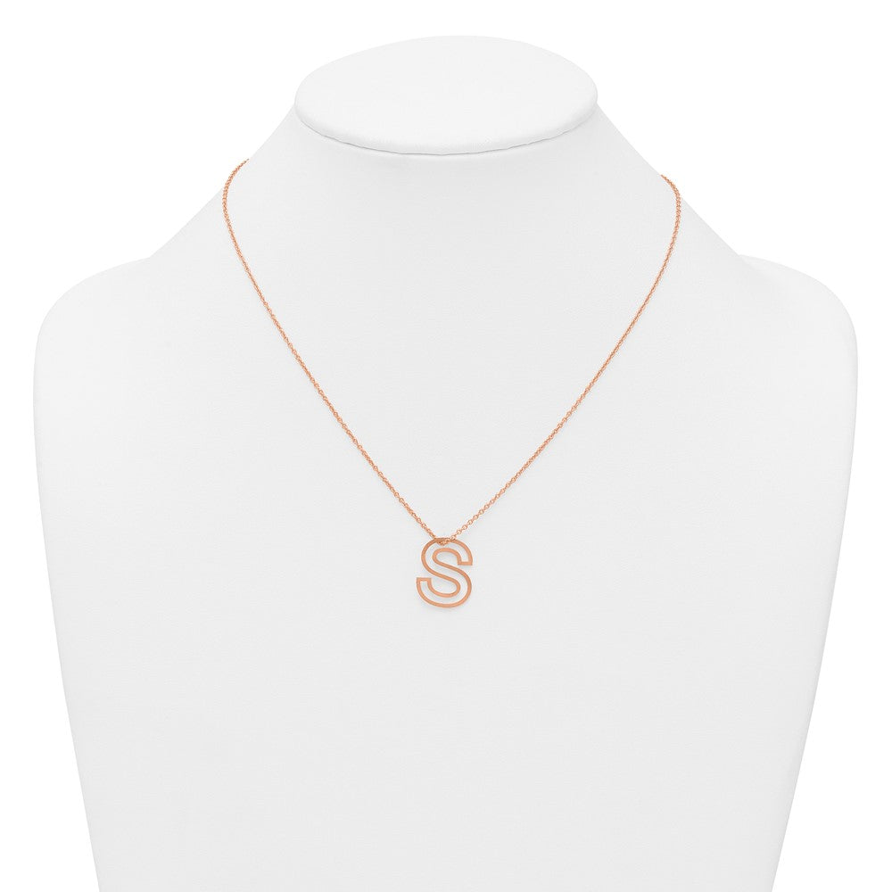 Sterling Silver/Rose Gold-Plated Cut Out Slide Initial S Necklace