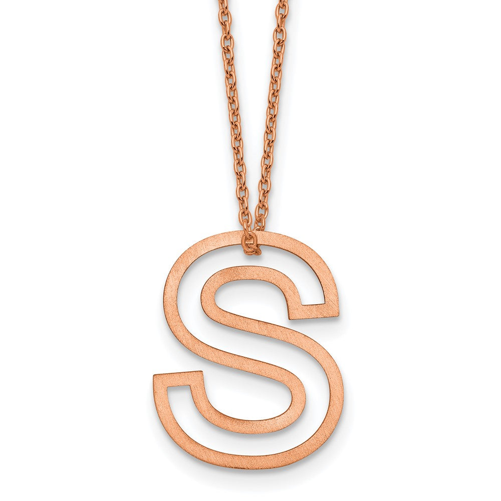 Sterling Silver/Rose Gold-Plated Cut Out Slide Initial S Necklace