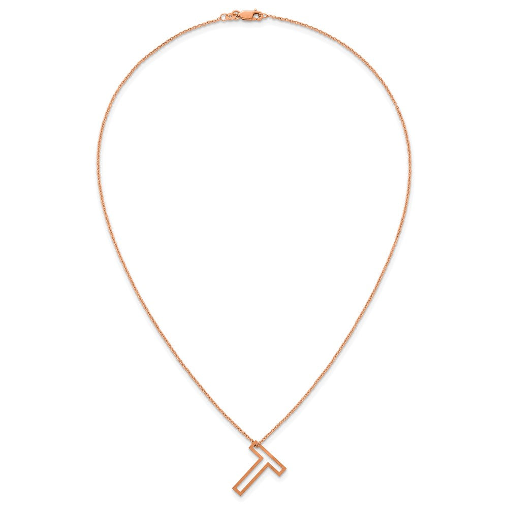 Sterling Silver/Rose Gold-Plated Cut Out Slide Initial T Necklace