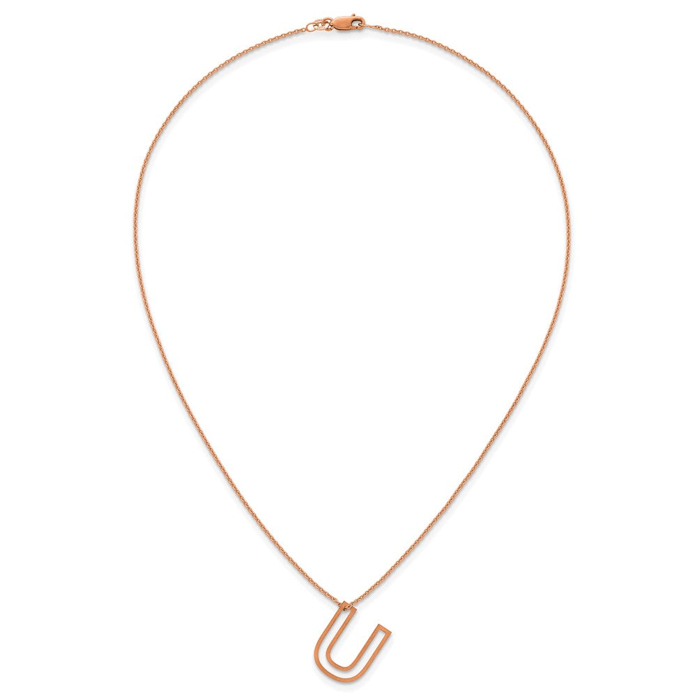 Sterling Silver/Rose Gold-Plated Cut Out Slide Initial U Necklace