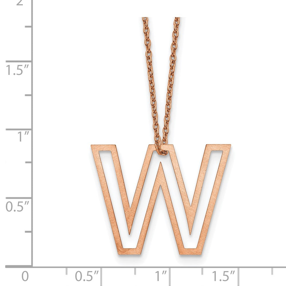 Sterling Silver/Rose Gold-Plated Cut Out Slide Initial W Necklace