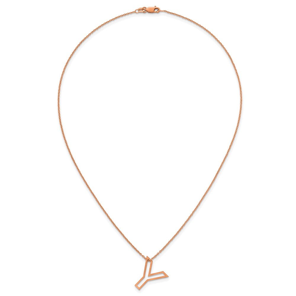 Sterling Silver/Rose Gold-Plated Cut Out Slide Initial Y Necklace