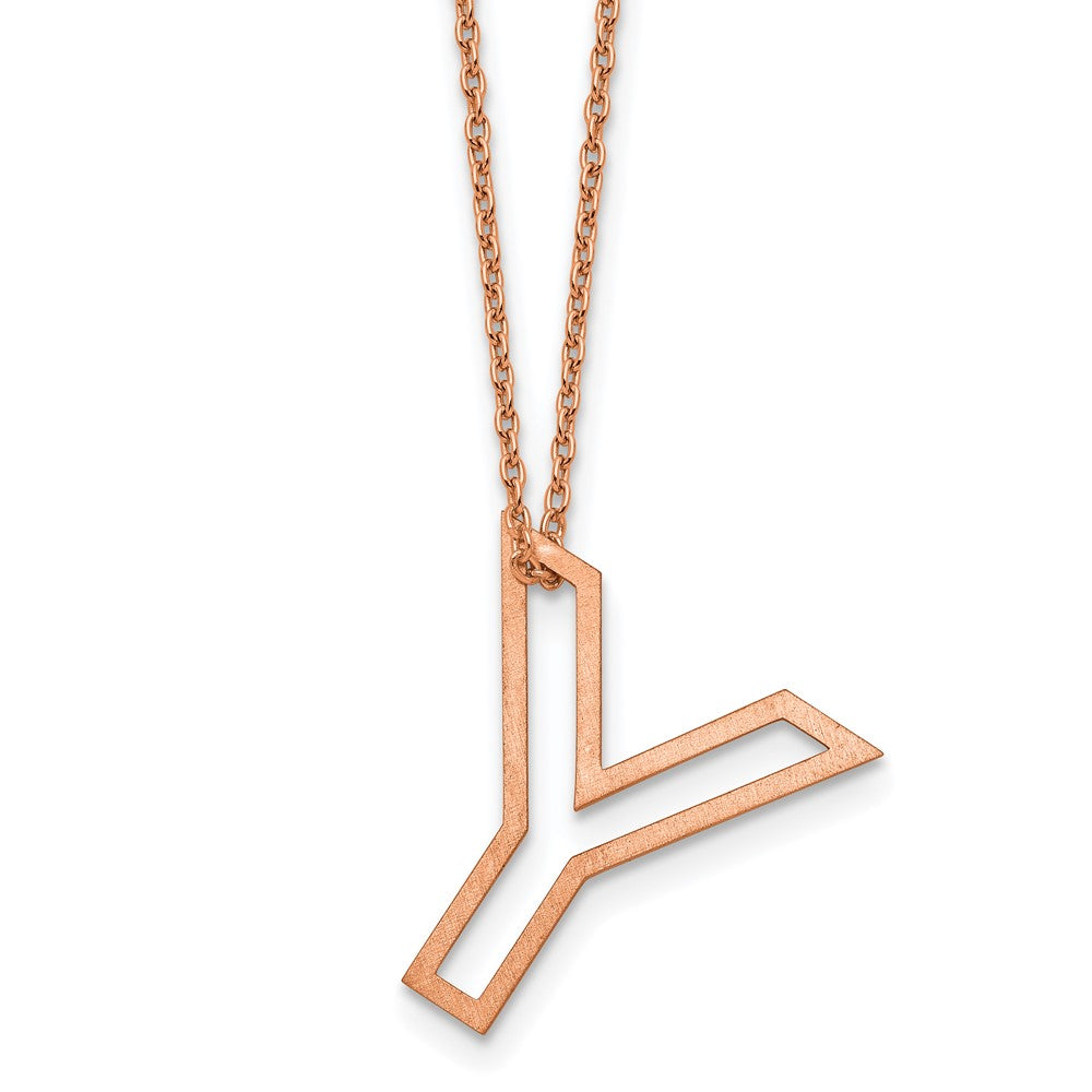 Sterling Silver/Rose Gold-Plated Cut Out Slide Initial Y Necklace