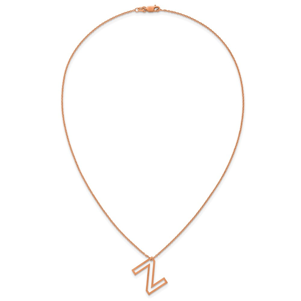 Sterling Silver/Rose Gold-Plated Cut Out Slide Initial Z Necklace