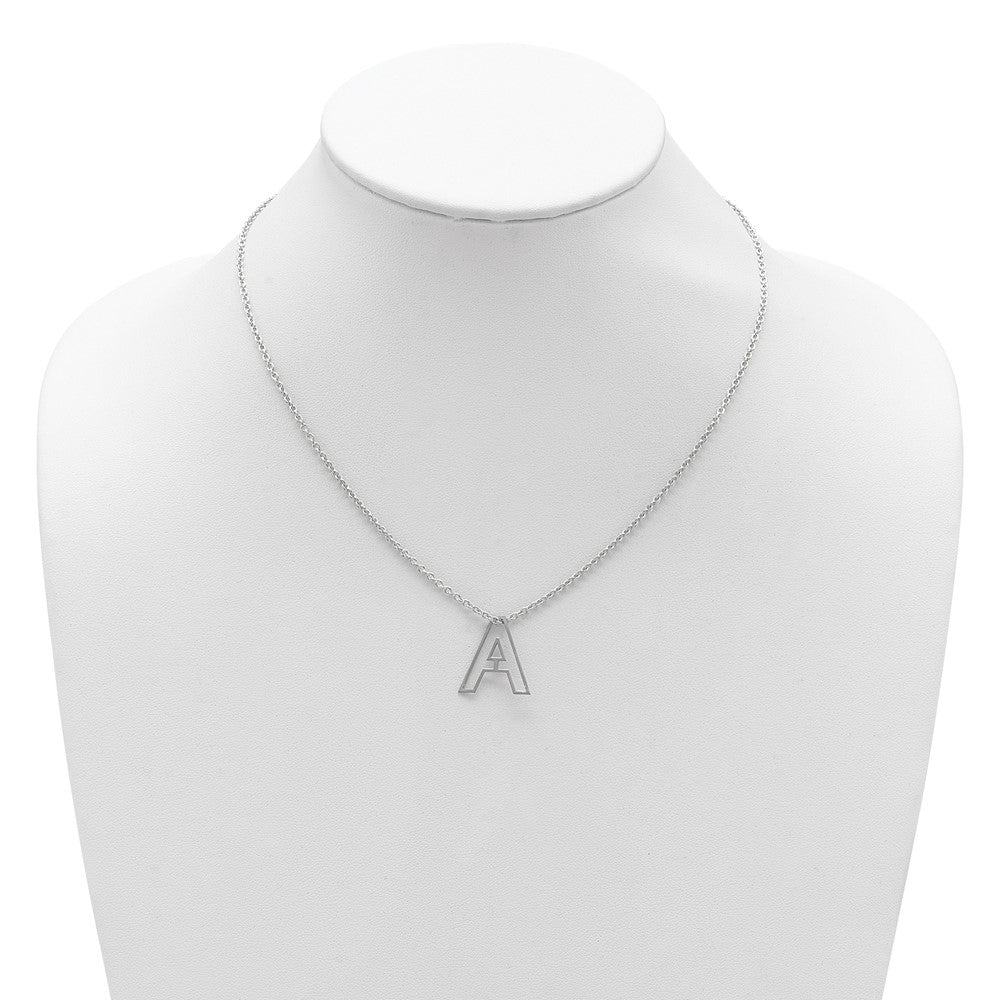 Sterling Silver Cut Out Slide Initial A Necklace