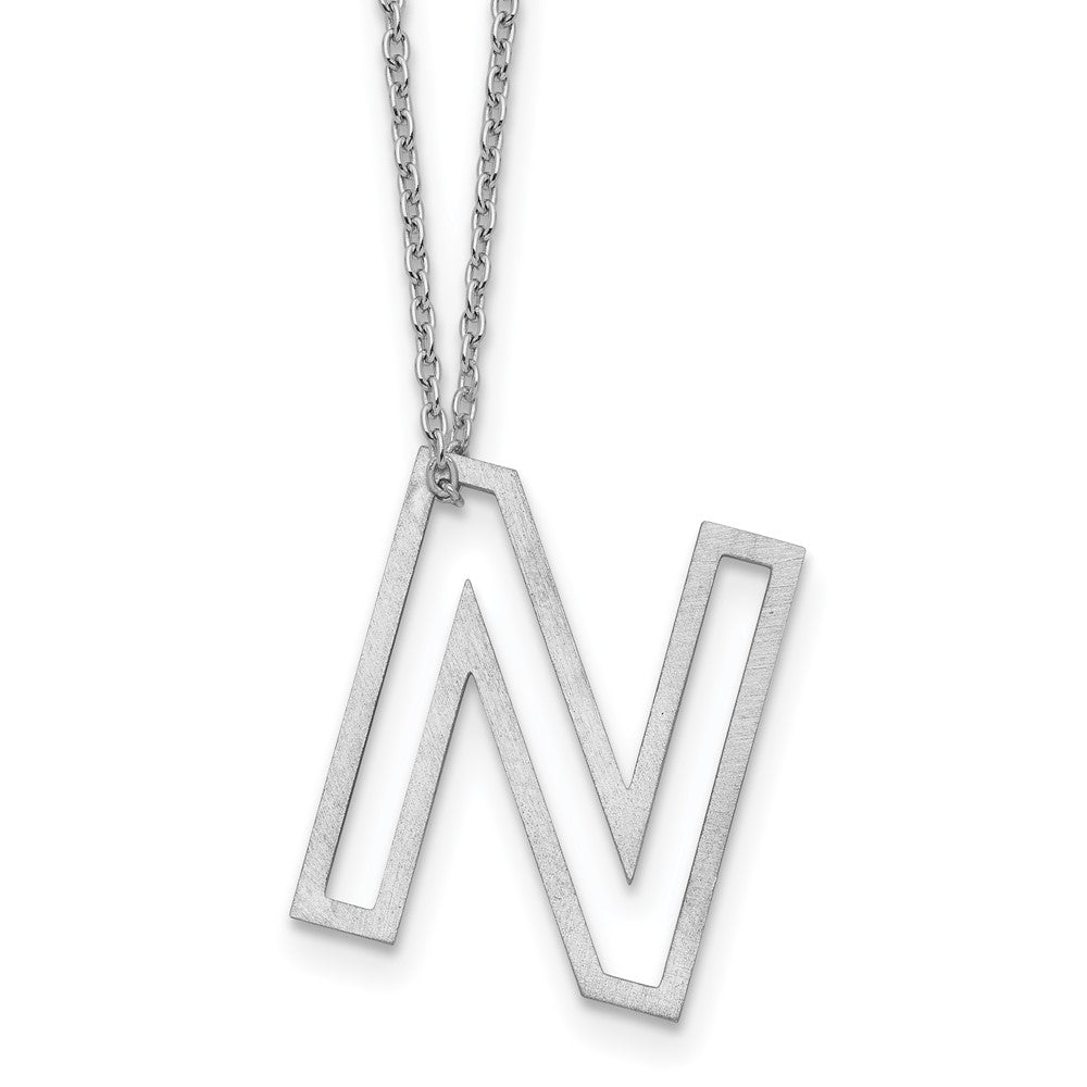 Sterling Silver Cut Out Slide Initial N Necklace